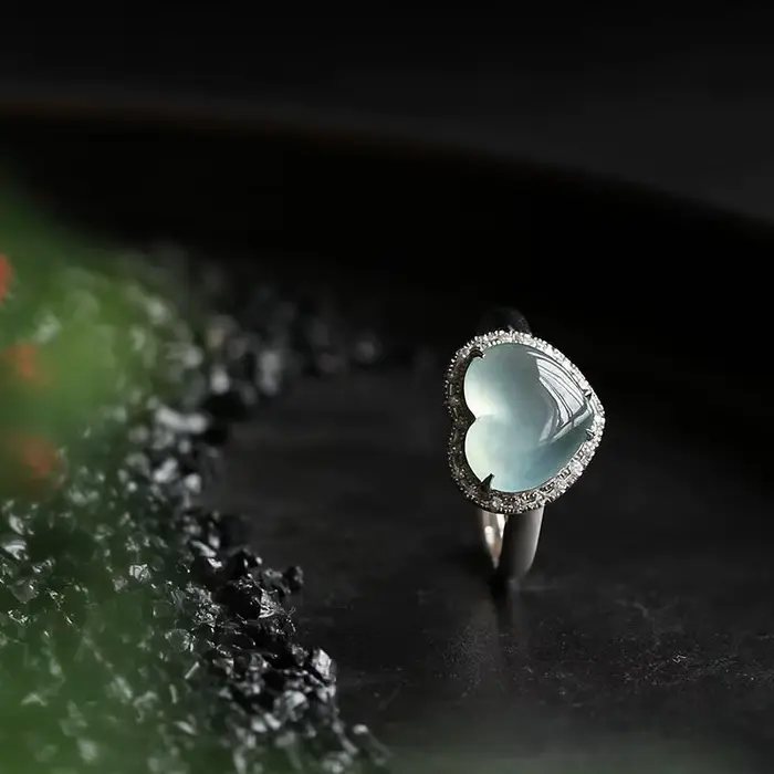 Bague en diamant réglable en forme de coeur, calcédoine naturelle, breloque rétro chinoise, bijoux en argent de marque pour femmes