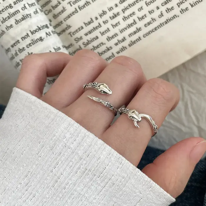 Buyee 925 bague serpent en argent Sterling doigt doux mignon Animal anneau ouvert pour femme mode conception Unique bijoux fins cercle