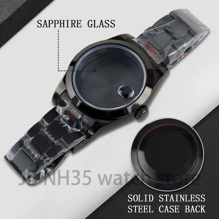 Bracelet Oyster PVD noir/or, boîtier NH35 36mm/39mm pour cadran 28.5mm, mouvement NH35 NH36, verre saphir, Bracelet jubilé en acier 316L