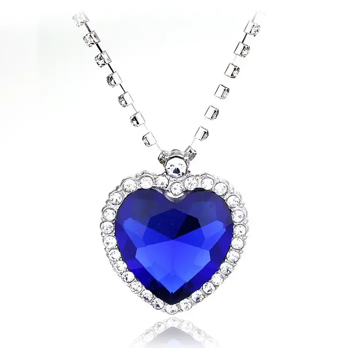 Film TITANIC coeur de l'océan collier amour pour toujours bleu rouge cristal pendentifs collier femm