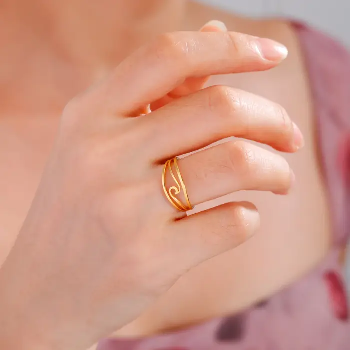 Skyrim – bague ondulée en acier inoxydable pour femmes