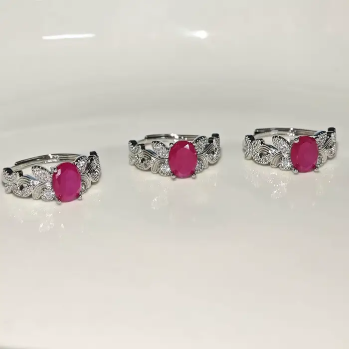 Bague en rubis naturel réglable pour femme, bijoux pour femme, cadeau, vente en gros, haute qualité, vintage, raffiné