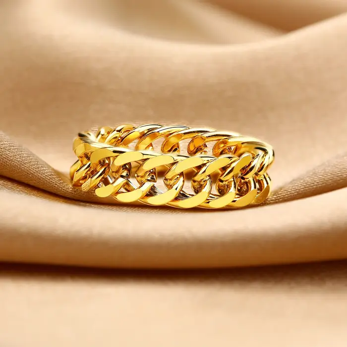 LINK Ring hommes, bague chaîne Miami en acier inoxydable