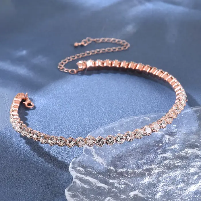 TREAZY – Collier ras du cou en cristal couleur or rose pour femmes