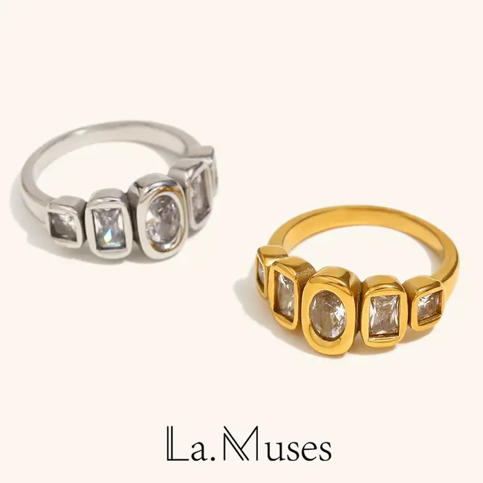 La. Muses – bague géométrique en Zircon brillant pour femmes