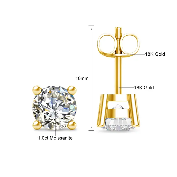 Szjinao réel complet 18k boucles d'oreilles en or AU750 Moissanite diamant véritable or femmes bijoux Certifid K or luxueux cadeaux de saint valentin