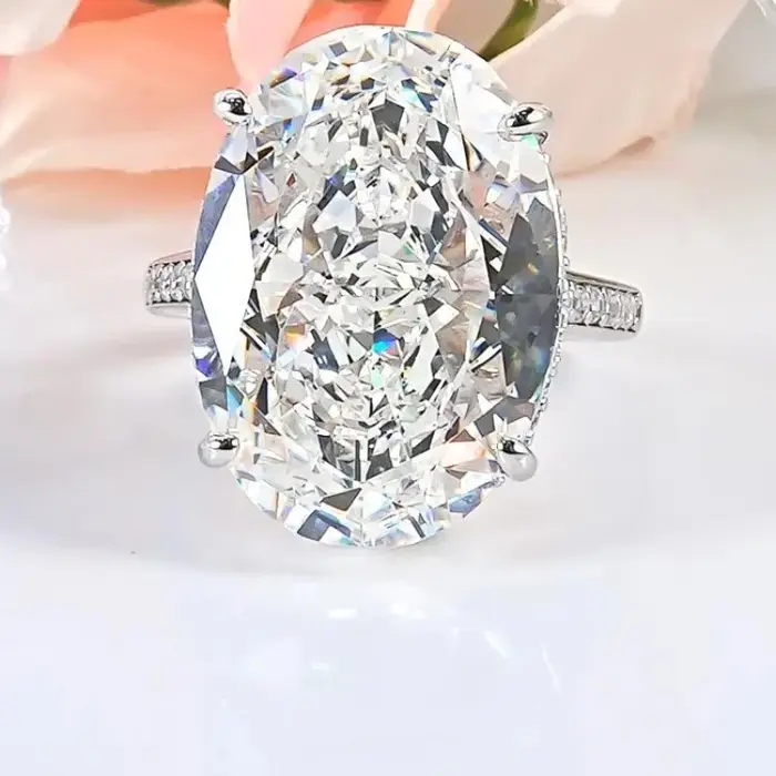 Grande bague en diamant de haute teneur en carbone vintage pour femmes, bijou de luxe, alliance de mariage, bijou pour soirées spéciales