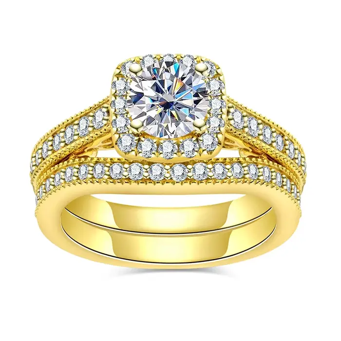 Ensemble de matiques de documents en or 14 carats pour femme, argent regardé 925, 1 carat, toutes le