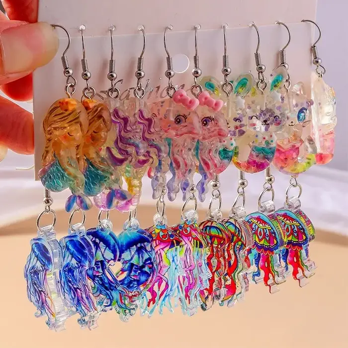 Boucles d'oreilles sirène colorées pour femmes