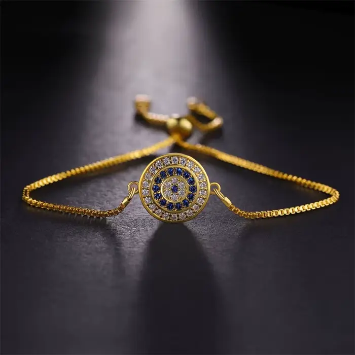 Juya – Bracelet turc à l'oeil porte-bonheur pour femme, micro-pavé de zircon, breloques œil grec, chaînes réglables, fournitures de bijoux Hamsa