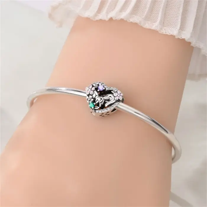 Breloque Perle en Argent Sterling 925 Mains de Parents et Enfants Entrelacées Compatible Bracelet Original DIY Style Famille Occasion Spéciale Cadeau Fête Anniversaire Naissance Baptême