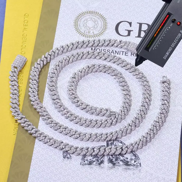 Collier cubain Nuoya 6MM à une rangée de moissanite, chaîne cubaine de luxe certifiée GRA pour hommes et femmes, bijoux raffinés