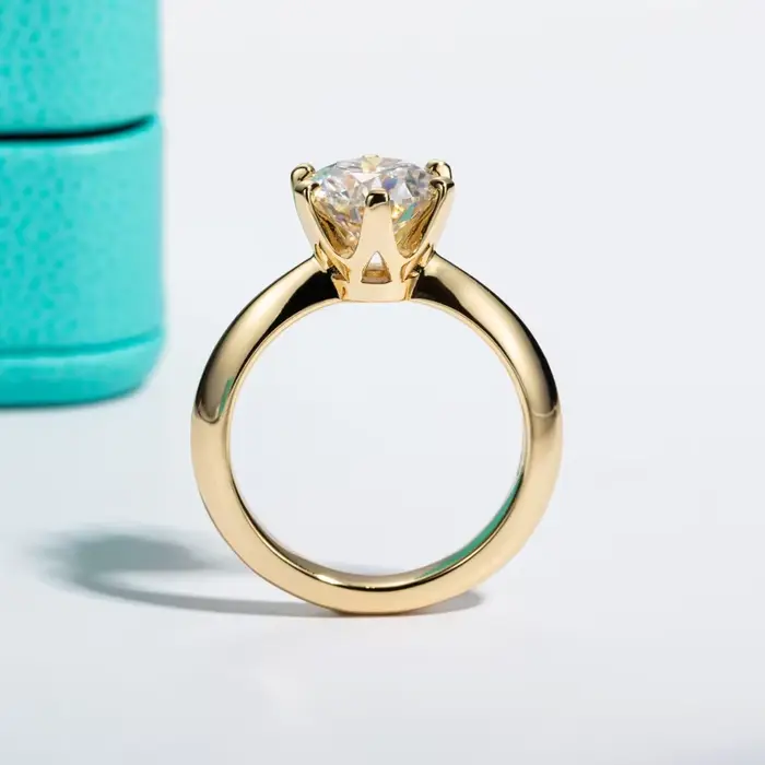 Bague en or jaune 3ct D couleur Moissanite bagues de fiançailles pour femmes GRA Cer bijoux personnalisés en gros