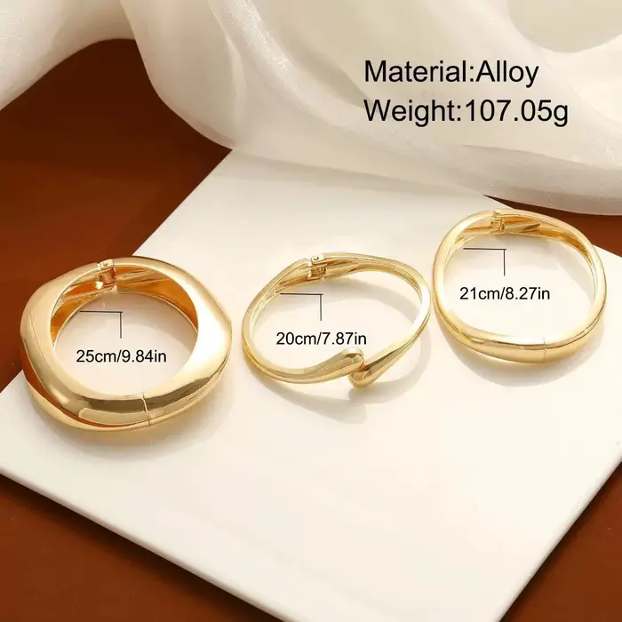 Bracelet manchette épais couleur or minimaliste pour femmes