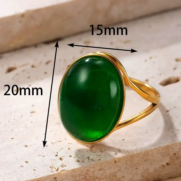Bague en cristal d'aventurine naturelle pour femmes