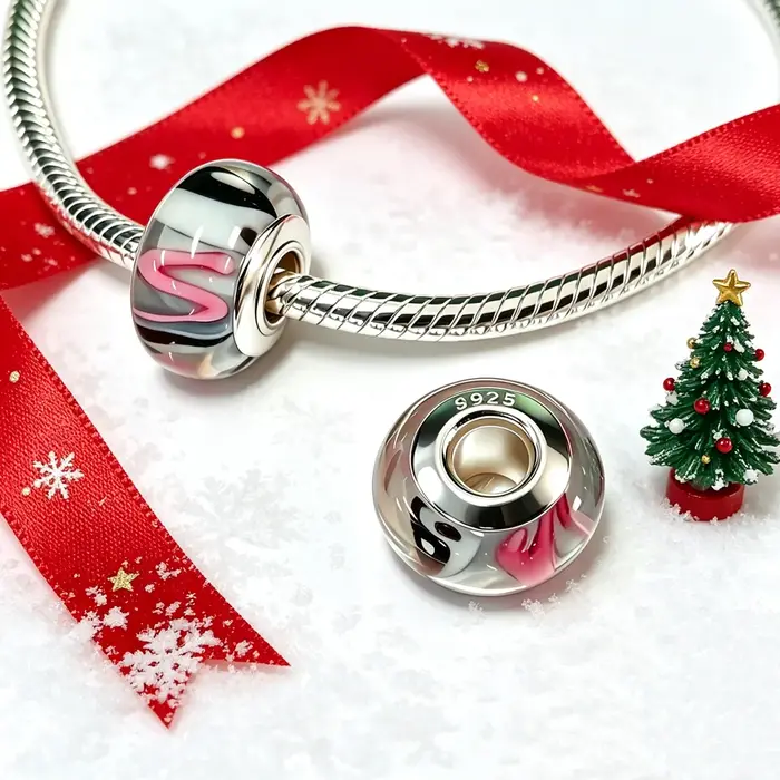 Breloque en verre de Murano en argent S925
