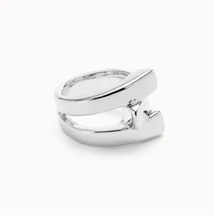 Bague géométrique en or et argent