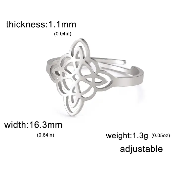 Bague ajustable Nœud de Sorcière pour Femme en Acier Inoxydable, Bijou Amulette Surnaturelle, Cadeau