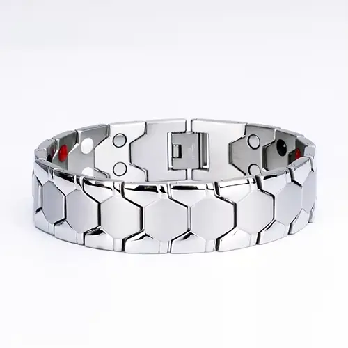 Oktrendy – Bracelet magnétique en acier inoxydable pour hommes, Simple, noir, pour l'arthrite, soins