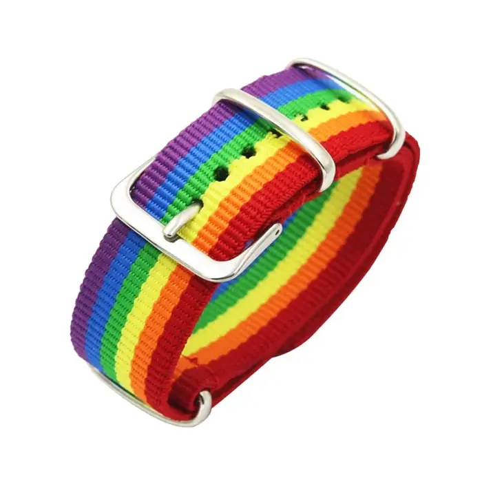 Bracelet tissé en cuir arc-en-ciel, à la mode, pour lesbiennes, Gays, bisexuels, réglable, breloque 