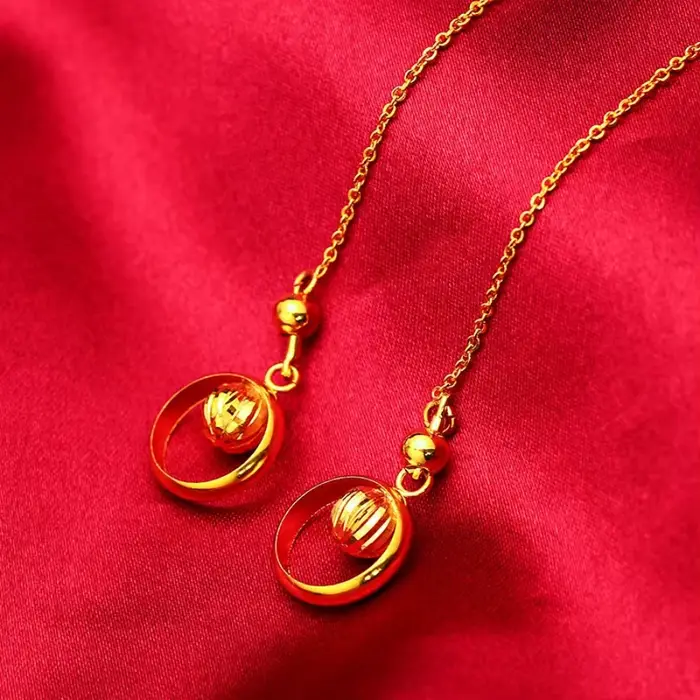 Boucles d'oreilles en fil de fleur Dynar Jewelry or 24 carats avec finition craquelée pour femmes occasions spéciales et tous les jours
