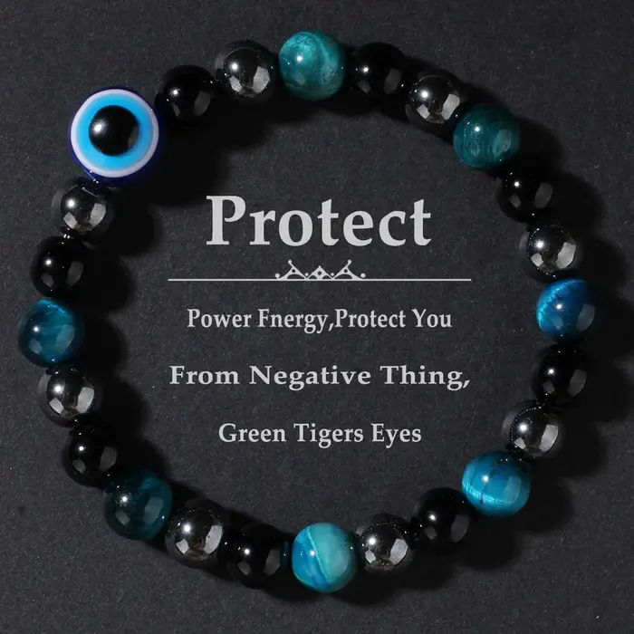 Bracelet œil du diable bleu, Style Punk rétro, Imitation œil de tigre bleu vert perlé, mode, brads r