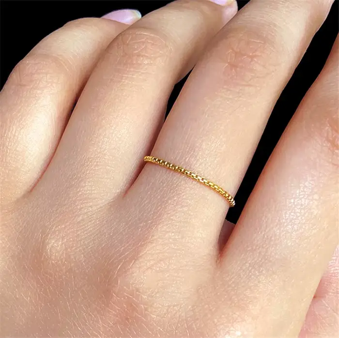 Bague minimaliste en or 14K pour femmes, boîte remplie de bijoux, style Boho
