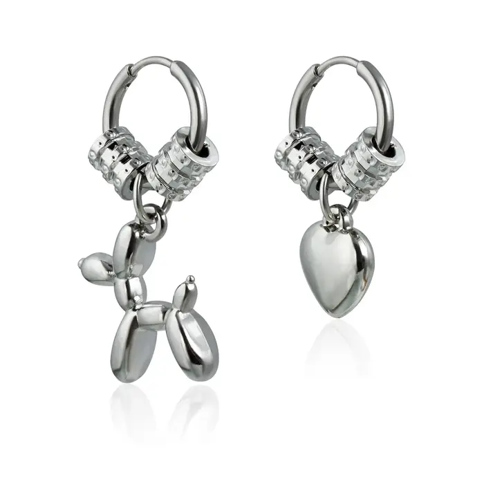 Boucles d'oreilles créoles asymétriques tendance en argent avec pendentif fleur et perle pour femme,