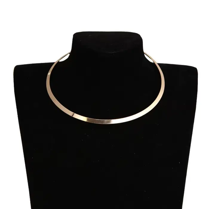 Collier ras du cou Vintage Punk en métal pour femmes, gothique, couleur or argent, chaîne lisse, bij