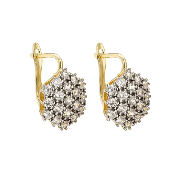 Boucles d'oreilles design vermiculite incrusté brillant, bagues, bijoux à la mode, costume plaqué cu
