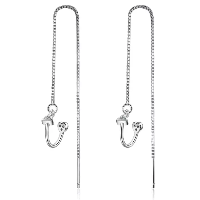 Boucles d'oreilles à pampilles en cristal pour filles, en argent Sterling 925, manchette sans perçag