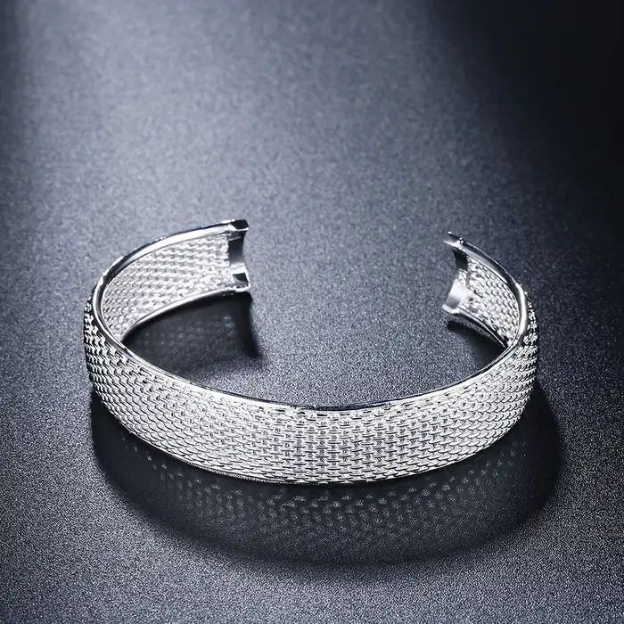 Bracelet ouvert tressé en argent Sterling 925 pour hommes et femmes