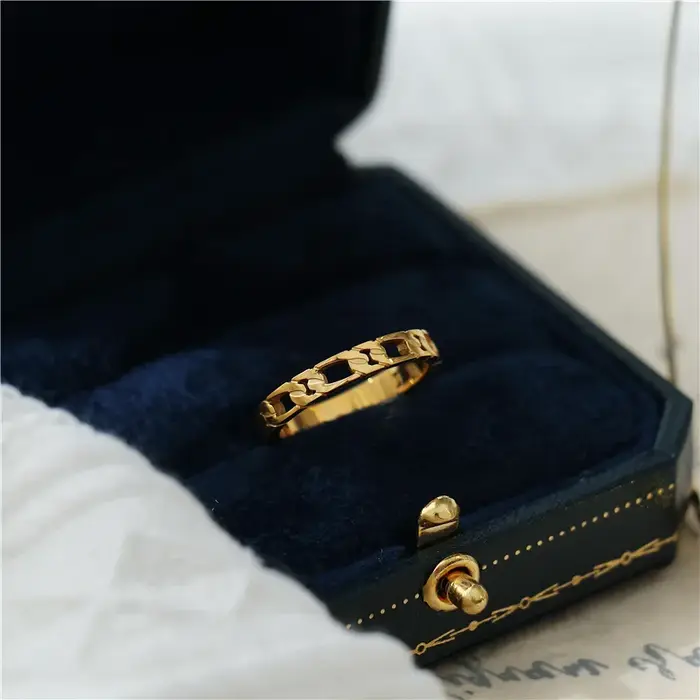 Bague torsadée à chaîne creuse française Vintage pour femmes