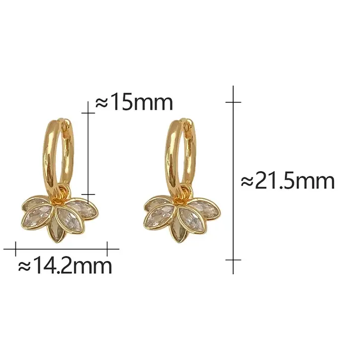PONYKISS – boucles d'oreilles en forme de fleur de Lotus en Zircon couleur argent pour femmes