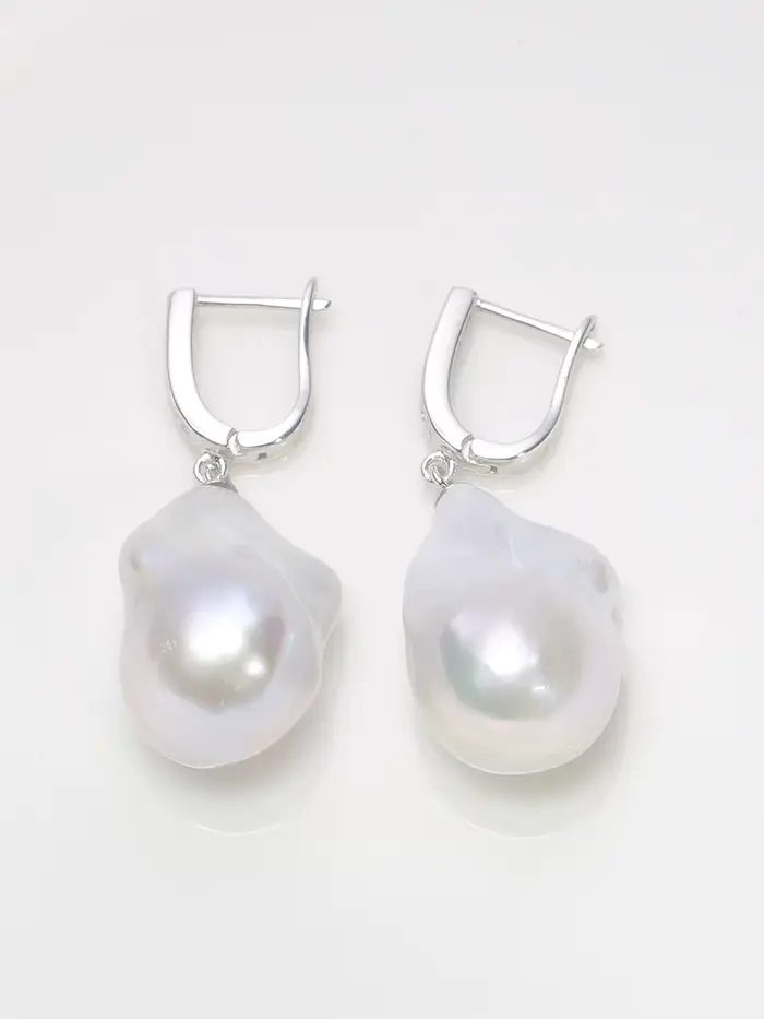 Jane bijoux 925 argent sterling 100% naturel d'eau douce Baroque perle boucles d'oreilles INS