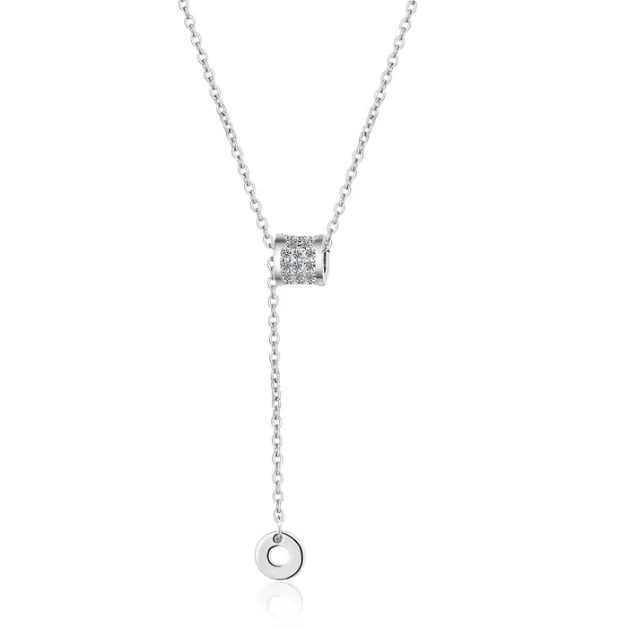 Collier et pendentif en argent sterling 925 avec zircone, perles porte-bonheur rotatives et pompons 