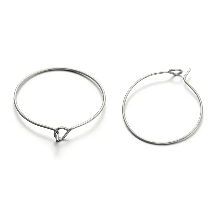 Boucles d'oreilles en fil de grand cercle en acier inoxydable doré