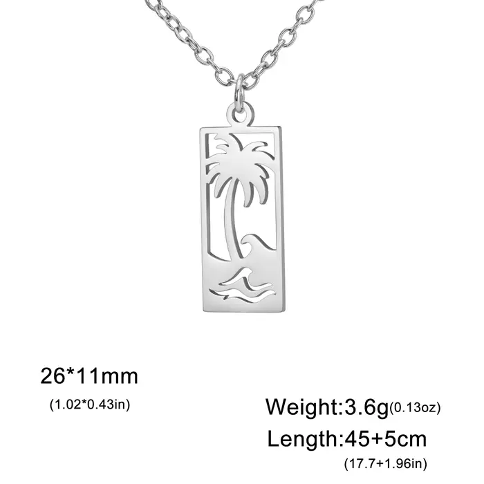 Collier pendentif palier vague de plage, collier en acier inoxydable, chaîne Double couche pour femm