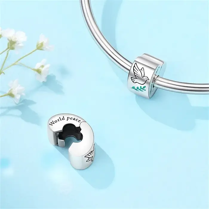 Breloques en forme de cœur colombe de la paix en argent Sterling 925 pour femmes