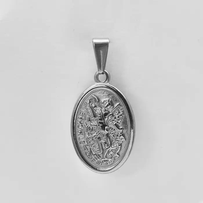Collier pendentif hypoallergénique plaqué or en acier inoxydable 316L - Saint Michel