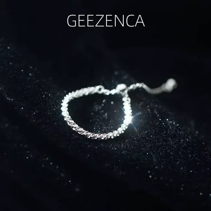 GEEZENCA – bague en argent brillant S925 pour filles et femmes, anneau ajustable, minimaliste, scint