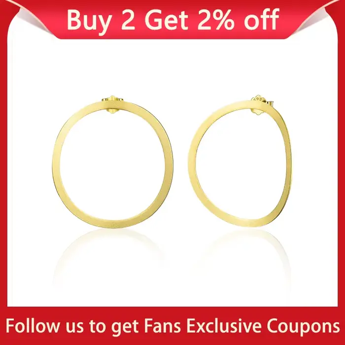 Lotus Fun – boucles d'oreilles minimalistes en or 18K, grand cercle, en argent Sterling 925, bijoux fins de luxe pour femmes, cadeau