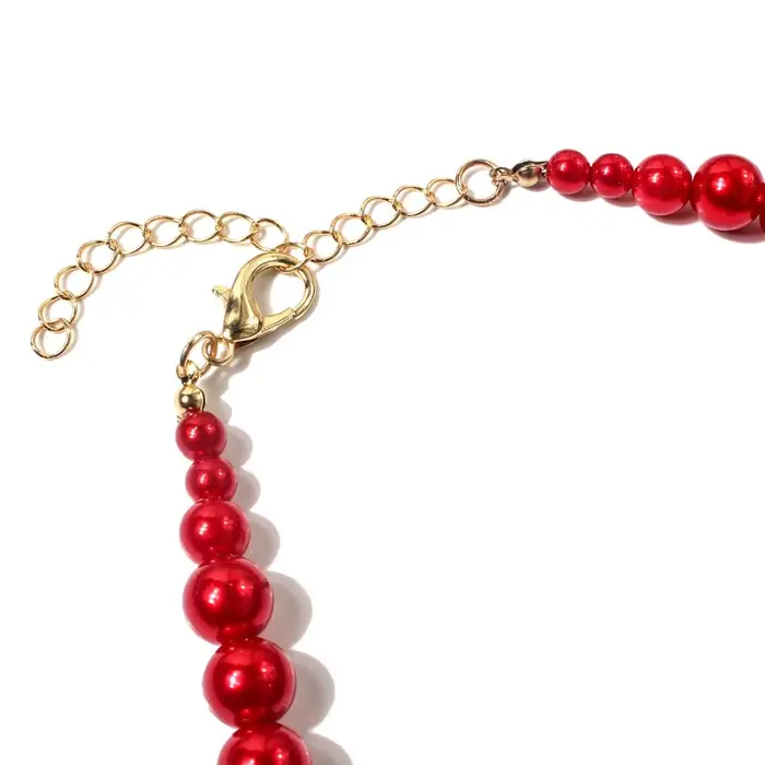 Collier ras du cou vintage élégant avec grandes perles, longueur 42 cm, chaîne de perles rondes, bijou de luxe exagéré pour mariage