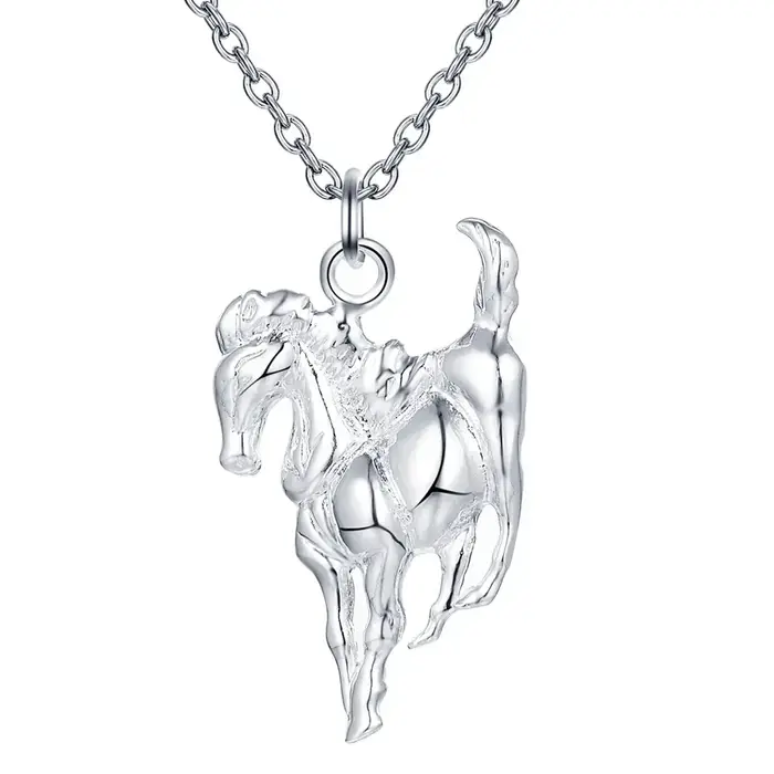 Collier en argent Sterling 925 pendentif cheval élégant bijou pour femmes mariage occasions spéciales