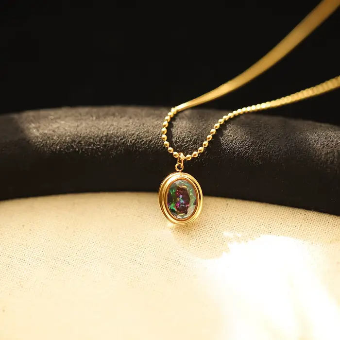 Amaiyllis Vintage couleur noire Zircon géométrique ovale foncé clavicule chaîne collier bijoux pour femmes cadeau