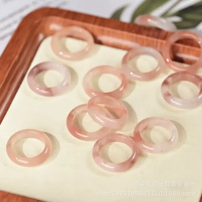 Bague polyvalente en soie de jade rose doré, nouveau style fleur de pêcher naturelle, pour filles