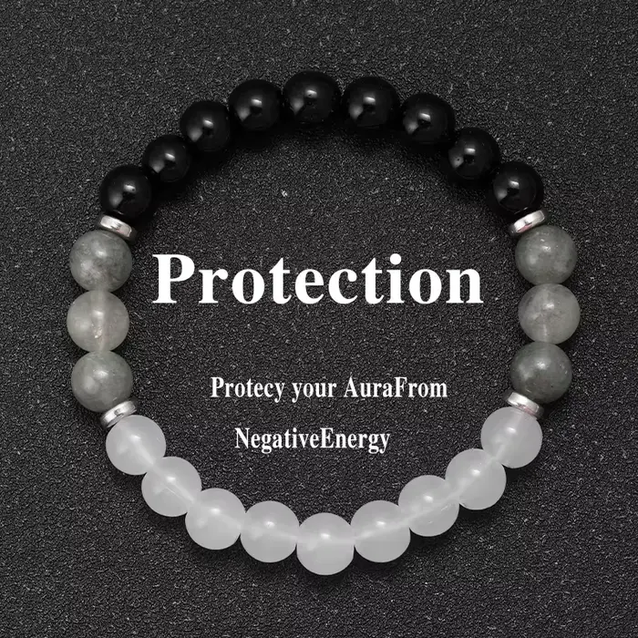 Bracelet en pierre naturelle Bracelet d'argent Bracelet de Protection d'empattement Bracelet de mise