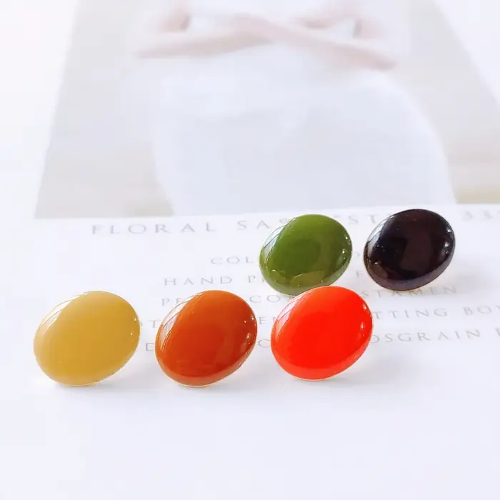 Boucles d'oreilles ovales en alliage d'émail