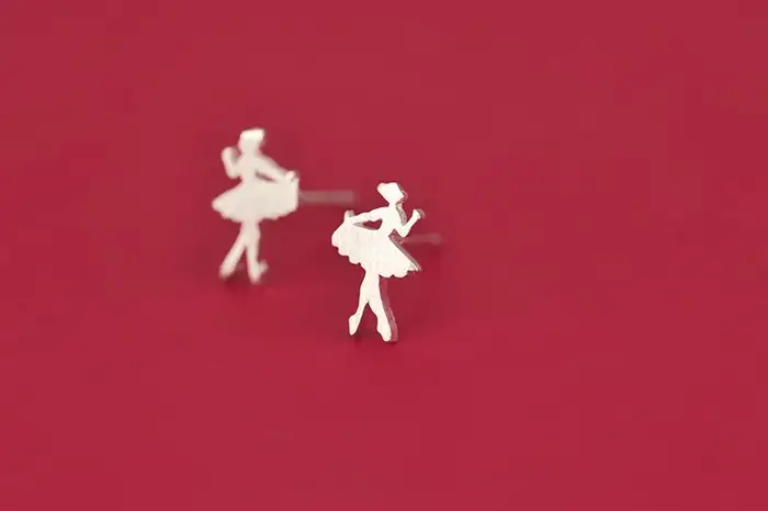 Boucles d'oreilles de ballet en argent Sterling 925 véritable pour femmes et filles