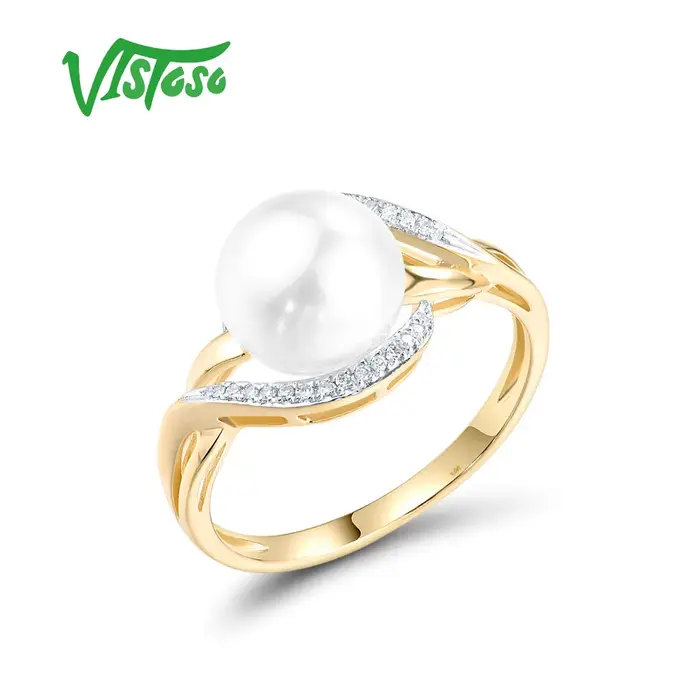 VISTOSO-Bague en Or Jaune Authentique 14K 585 pour Femme, Bijoux Fins avec Diamants de Rotterdam, Pe